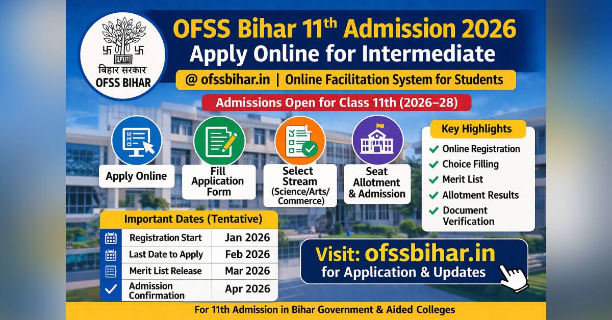 OFSS Bihar 11th Admission 2026 – Apply Online for Intermediate @ ofssbihar.in